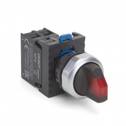 Selector Iluminado 2 pos. c/retorno Rojo 110Vac-230Vac