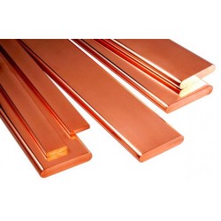 Pletina / barra cobre 5x50mm 630A, canto redondo 244mm²