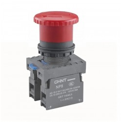 Pulsador emerg. hongo plast. IP65 Ø40mm destr. giro 1NC+1NC