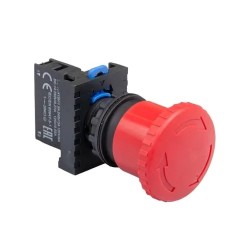 Pulsador emergencia hongo plast. Ø40mm destr. giro 1NC IP65