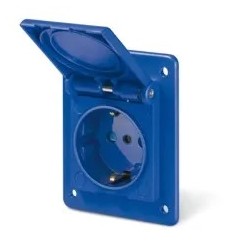 Enchufe hembra Schuko embutido 70x87mm 16A 2P+T IP54