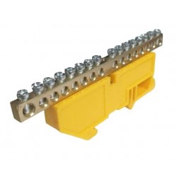 Regleta tierra 16 conex NO aislada, montaje vertical DIN 63A