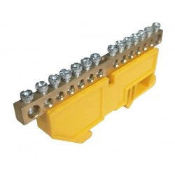 Regleta tierra 14 conex NO aislada, montaje vertical DIN 63A