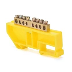 Regleta tierra 6 conex. NO aislada, montaje vertical DIN 63A