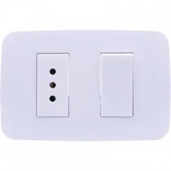 Placa Armada Interruptor 9/12 + Toma 10A 2M BL ORIGEN