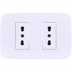Placa Armada Toma Corriente Doble 10/16A 2M BL ORIGEN