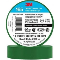 Cinta Temflex 165 3M, 19mmx18mt, Verde