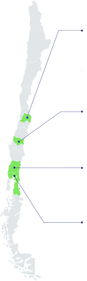 Mapa sucursales NDU Ingeniería en Chile